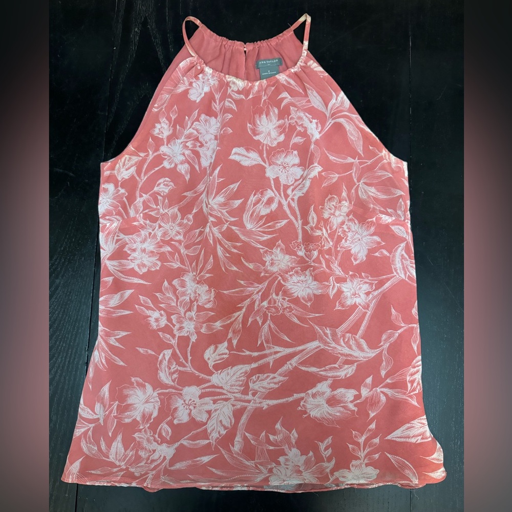 Ann Taylor Salmon sheer lined blouse. Size 2